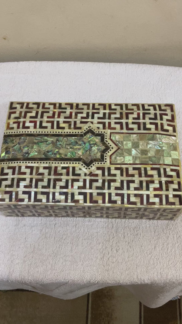 Handmade Wooden Jewelry Box Wood Trinket Storage Wood Box Mother of Pearl Inlay
