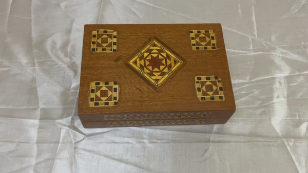 Handmade Wooden Jewelry Box Wood Trinket Storage Wood Box Marquetry Mosaic Inlay